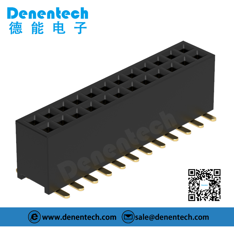 Denentech low price 1.27MM H4.3MM dual row straight SMT female header connector
